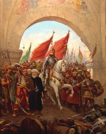 Ottoman Sultan Mehmet II enters Constantinople, 1453 (Fausto Zonaro) (1854-1929) 